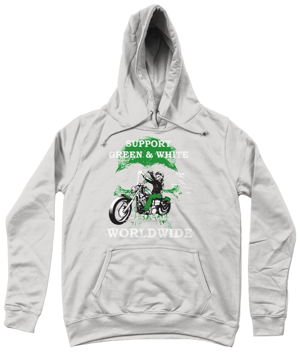Dames Hoodie Support-Green-en-White-Worldwide