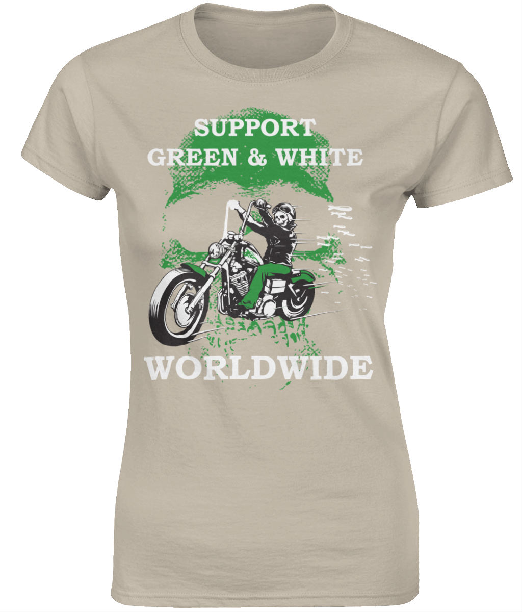 Dames T-Shirt Support-Green-en-White-Worldwide