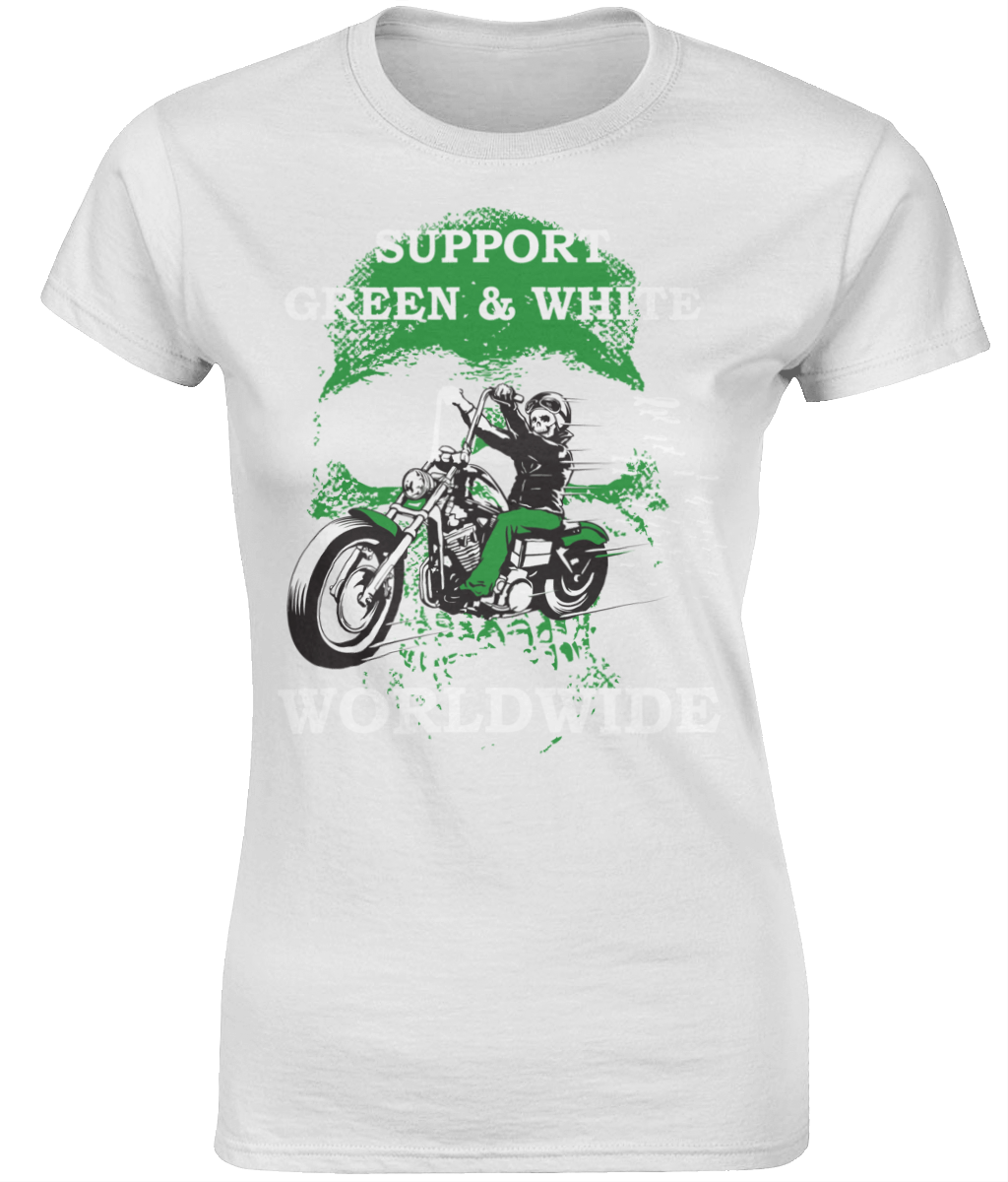 Dames T-Shirt Support-Green-en-White-Worldwide