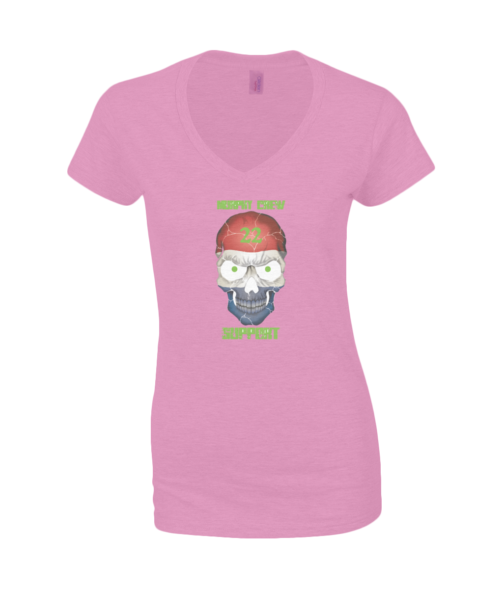 Dames V-Neck T-Shirt Support-Skull