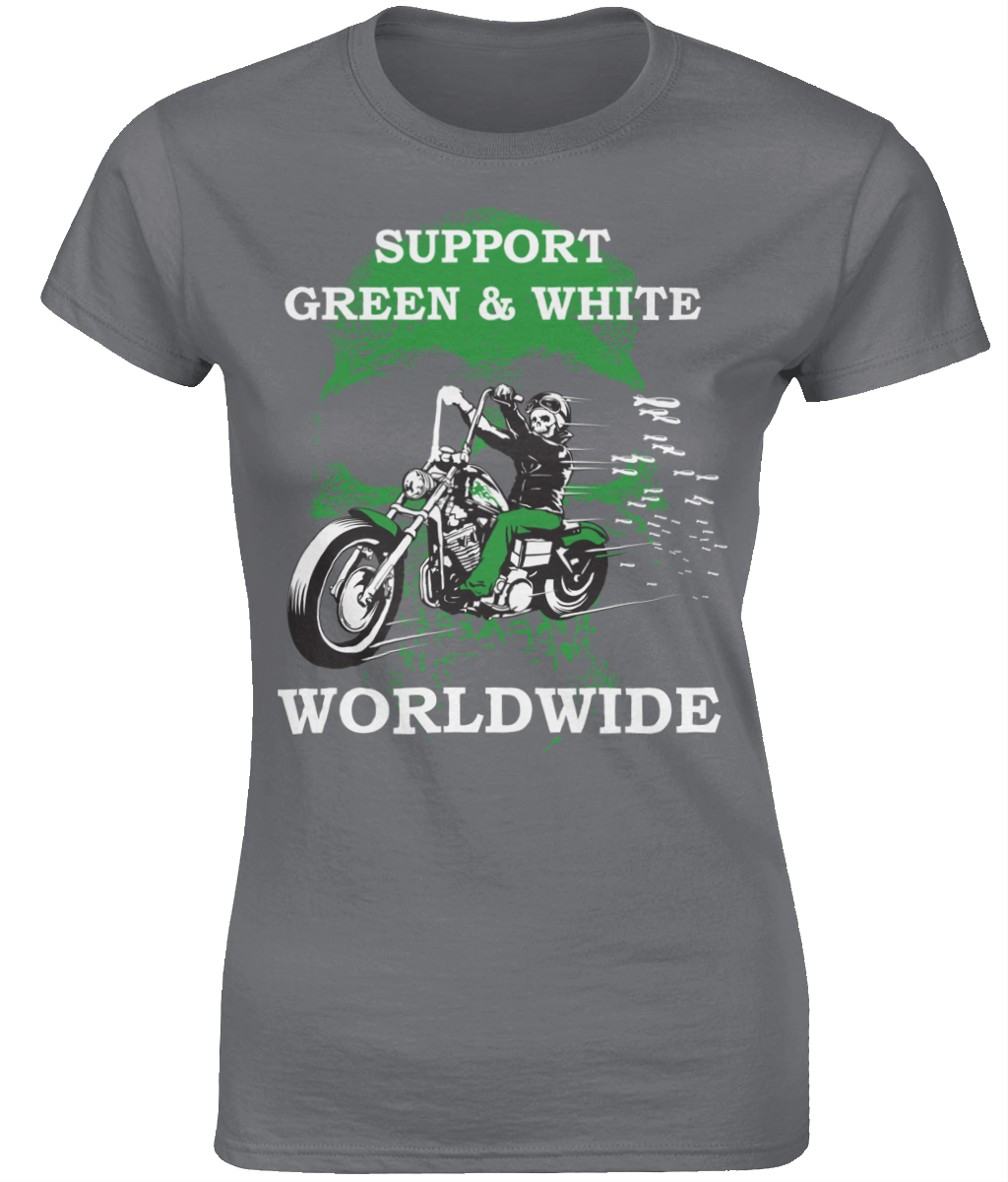 Dames T-Shirt Support-Green-en-White-Worldwide