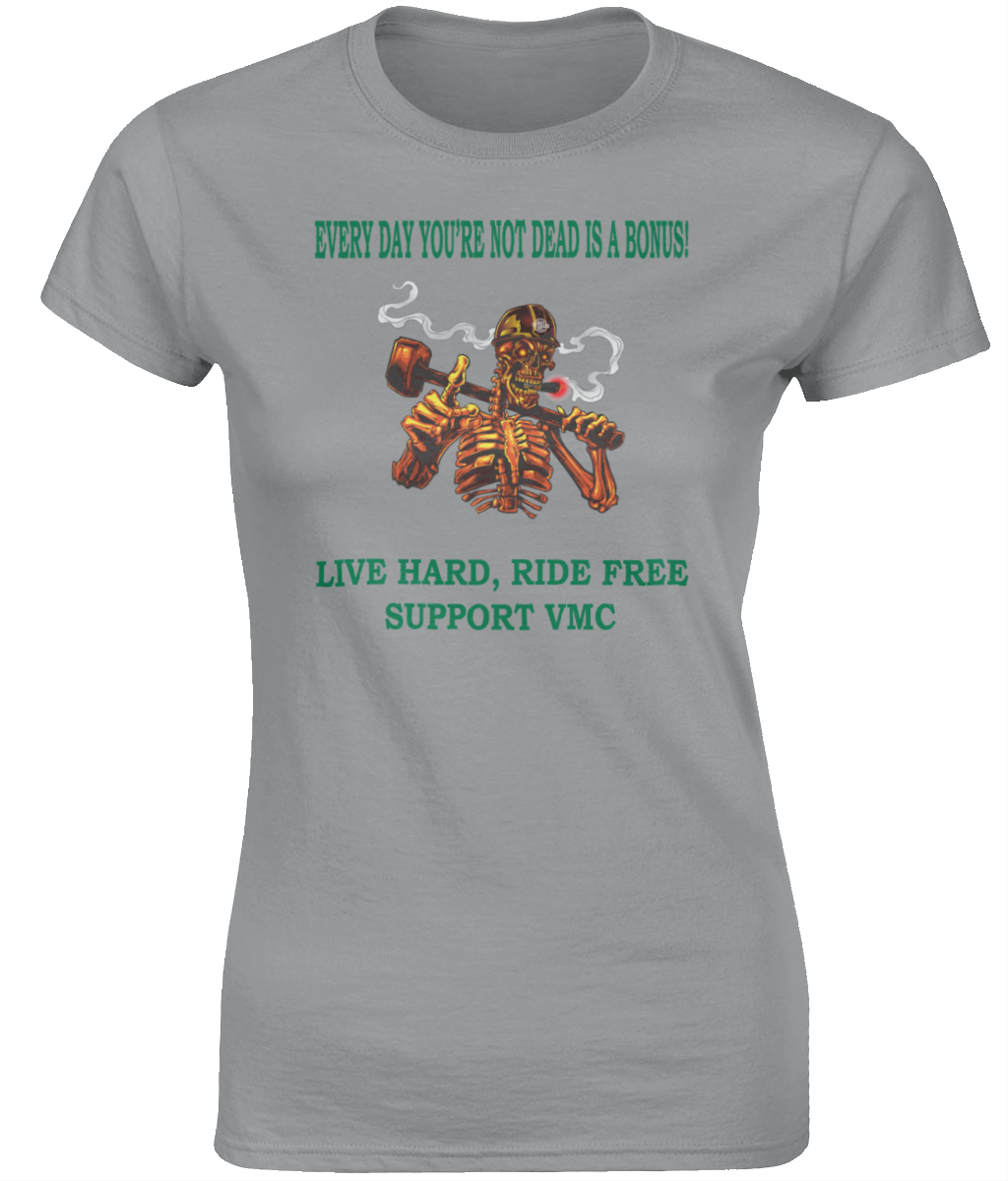 Dames T-Shirt ride-free-skull-zwart-shirt