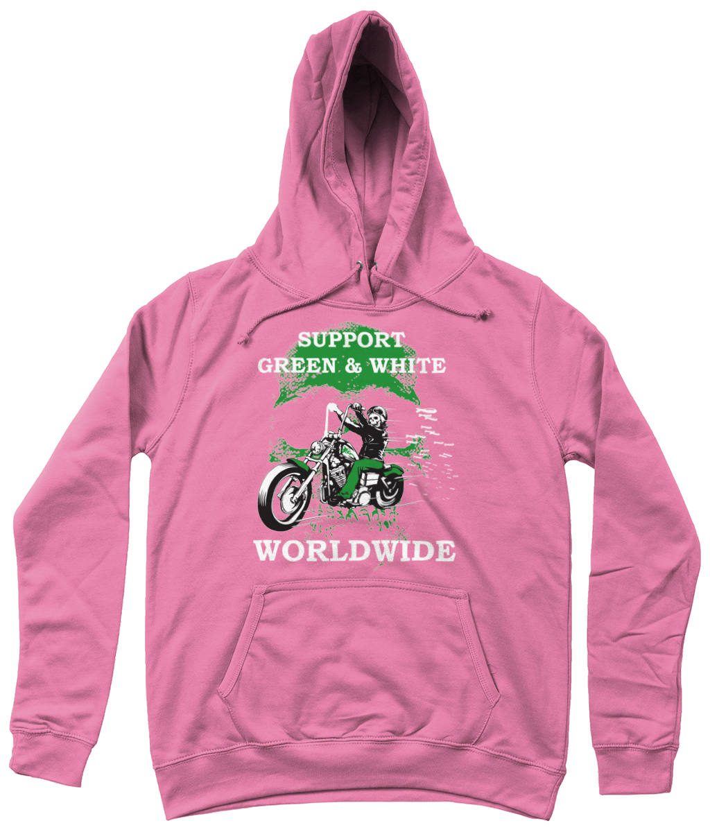 Dames Hoodie Support-Green-en-White-Worldwide