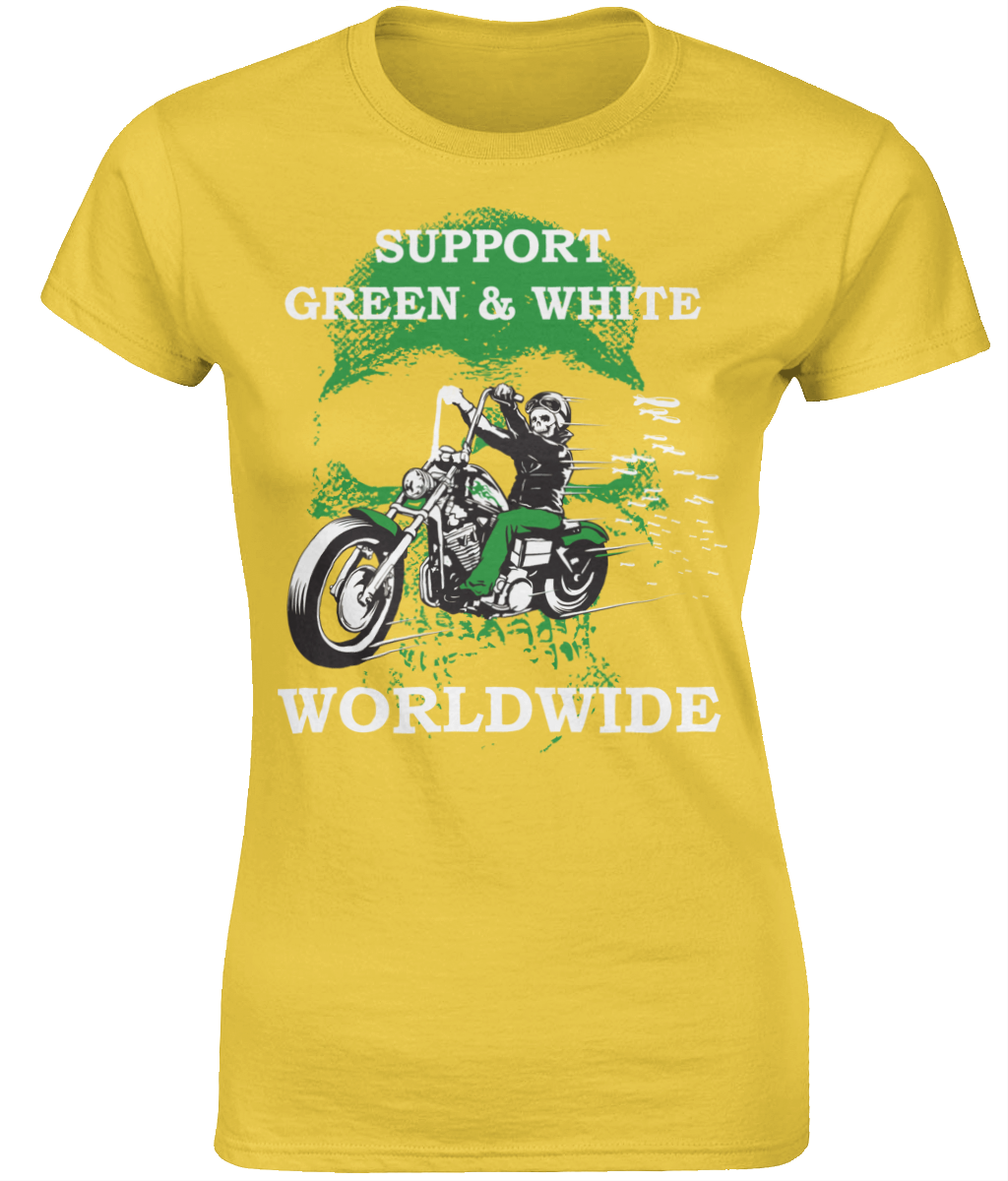 Dames T-Shirt Support-Green-en-White-Worldwide