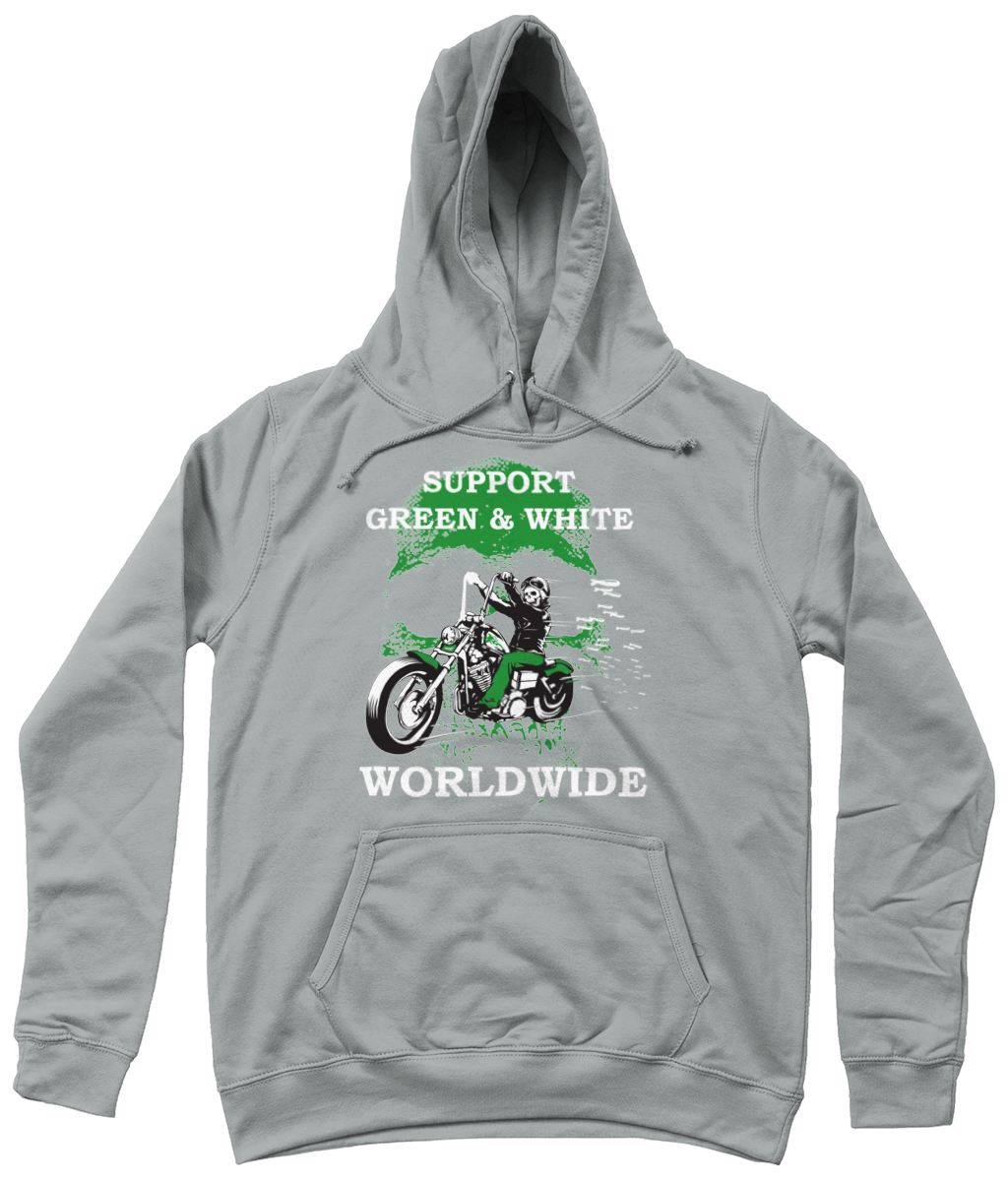 Dames Hoodie Support-Green-en-White-Worldwide