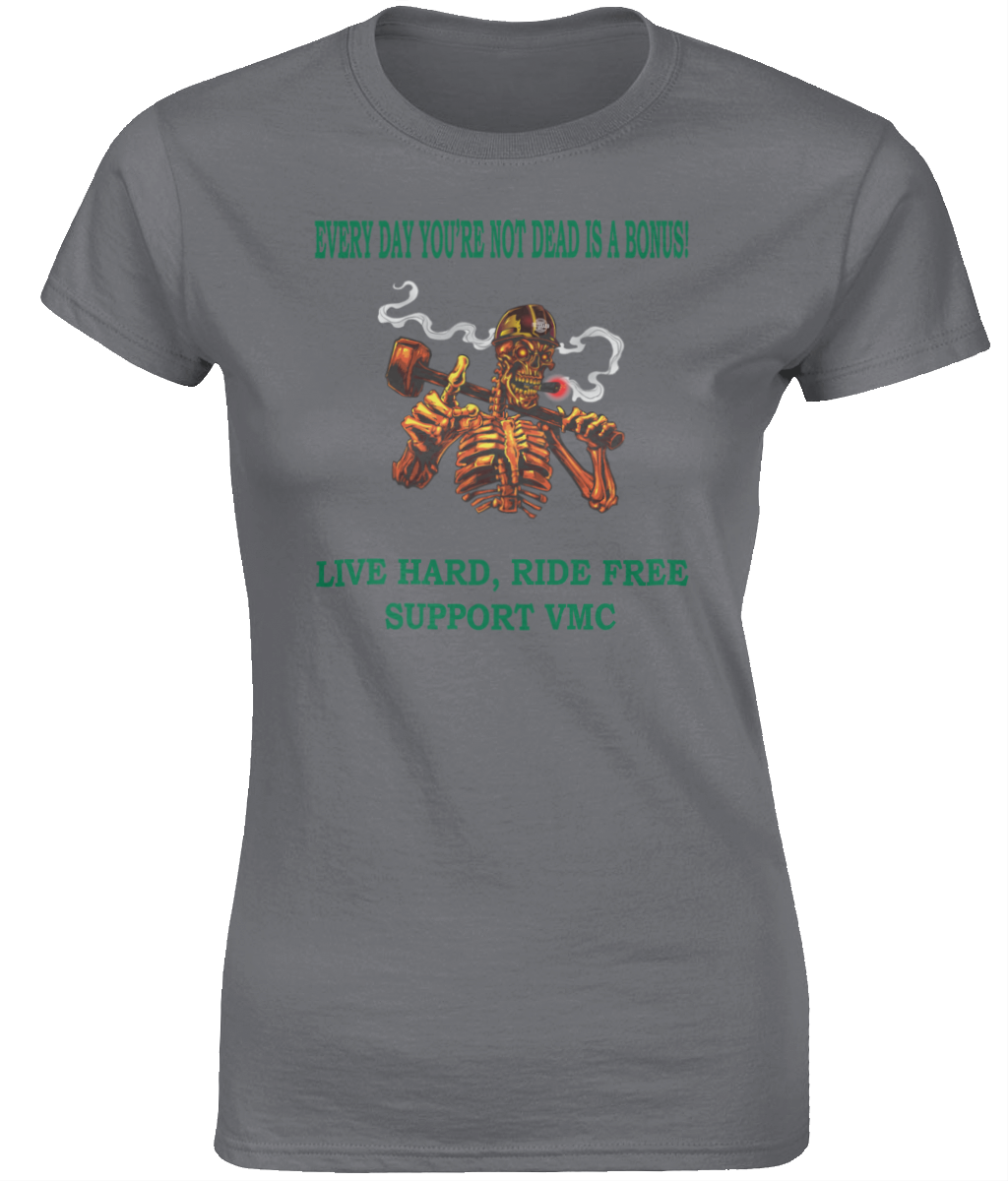 Dames T-Shirt ride-free-skull-zwart-shirt