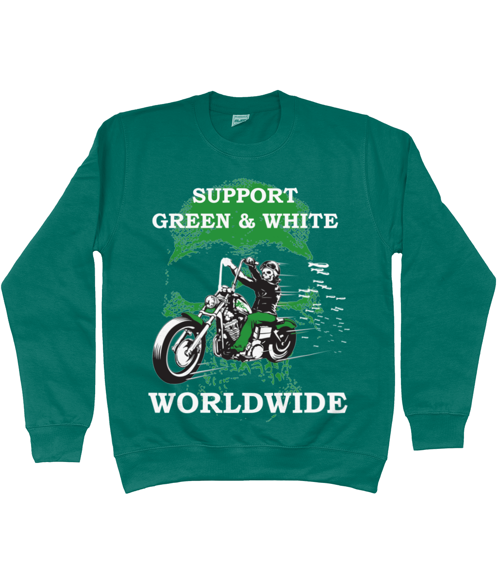 Heren Sweatshirt Support-Green-en-White-Worldwide