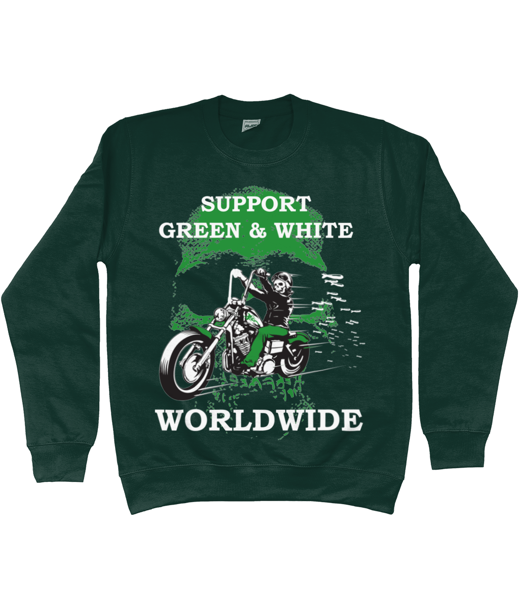 Heren Sweatshirt Support-Green-en-White-Worldwide SUPPORT G&W SUPPORT G&W