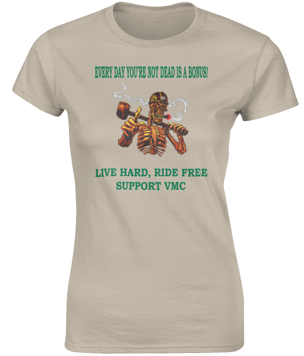 Dames T-Shirt ride-free-skull-zwart-shirt