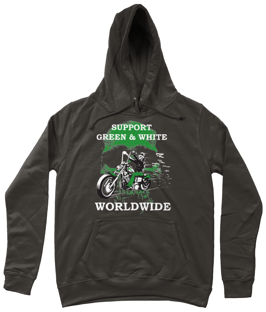 Dames Hoodie Support-Green-en-White-Worldwide