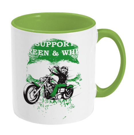 Gekleurde binnenkant en oor mok Support-Green-en-White-Worldwide
