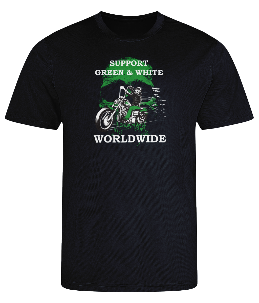 Heren Cool T-shirt Support-Green-en-White-Worldwide