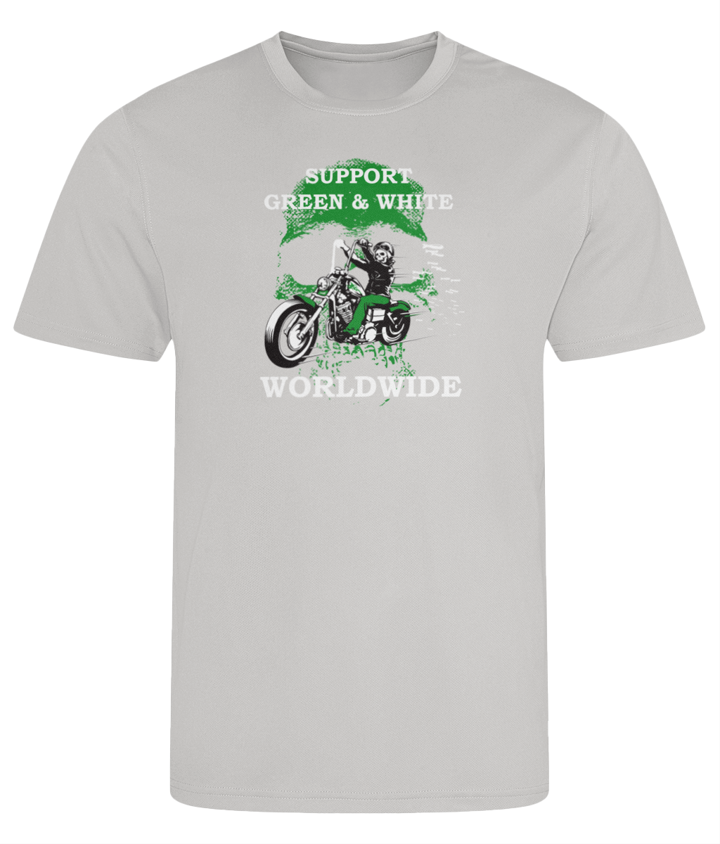 Heren Cool T-shirt Support-Green-en-White-Worldwide