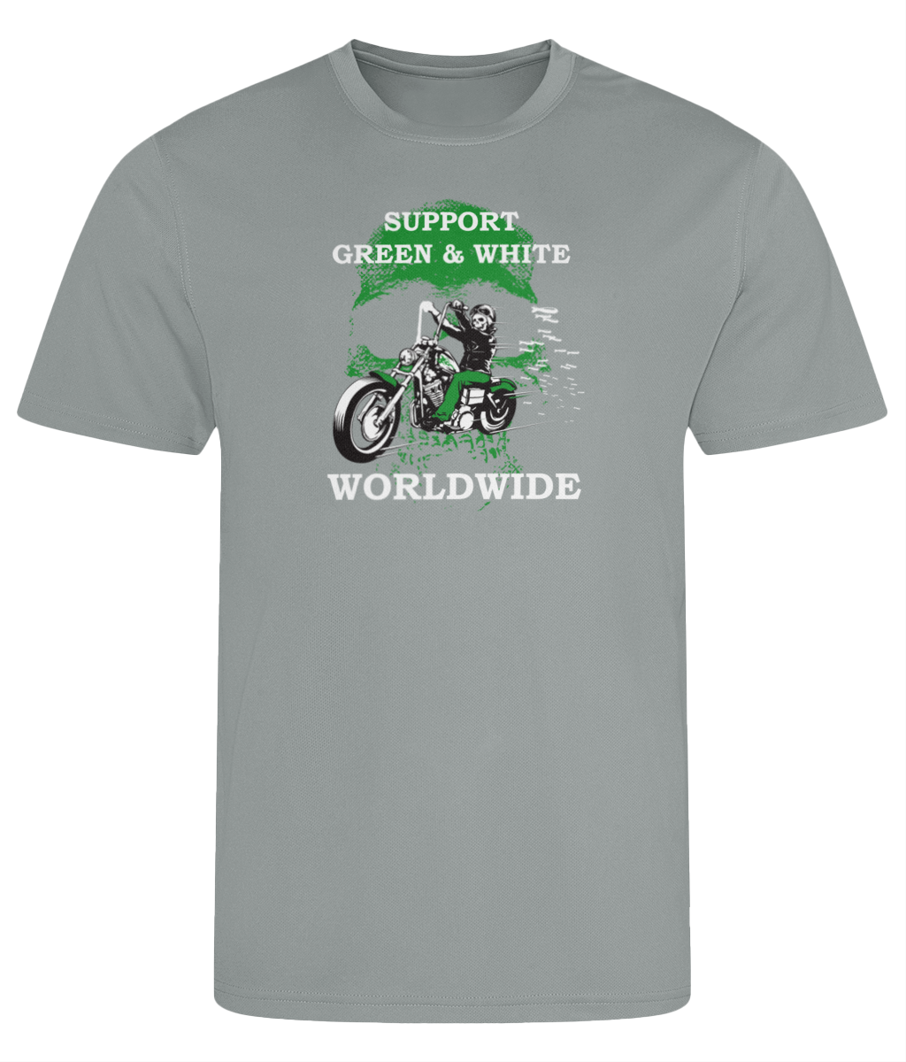 Heren Cool T-shirt Support-Green-en-White-Worldwide