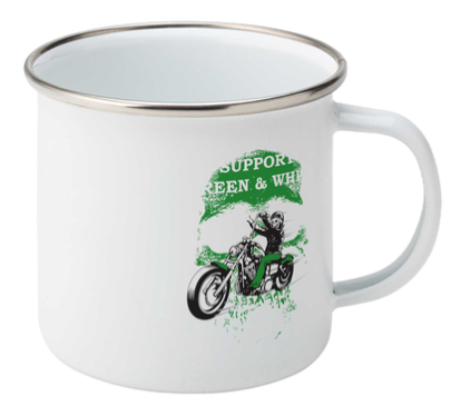 Enamel mug Support-Green-en-White-Worldwide